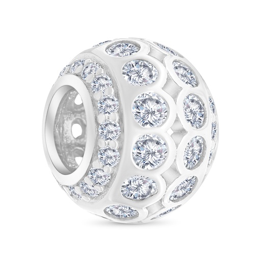 [BCB01WCZ00000A298] Sterling Silver 925 CHARM Rhodium Plated Embedded With White CZ