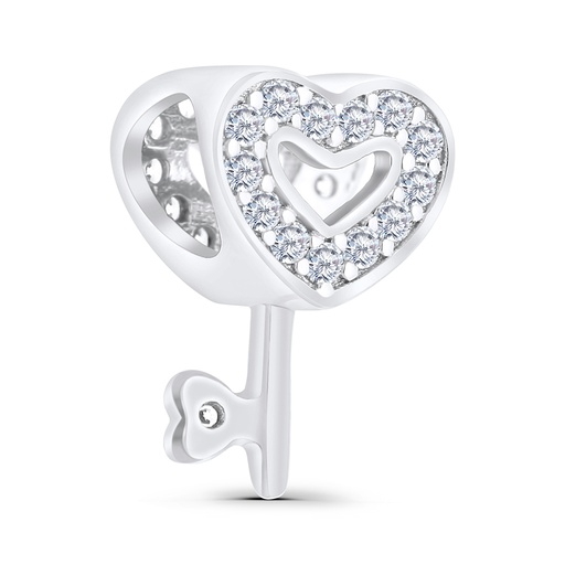 [BCB01WCZ00000A302] Sterling Silver 925 CHARM Rhodium Plated Embedded With White CZ