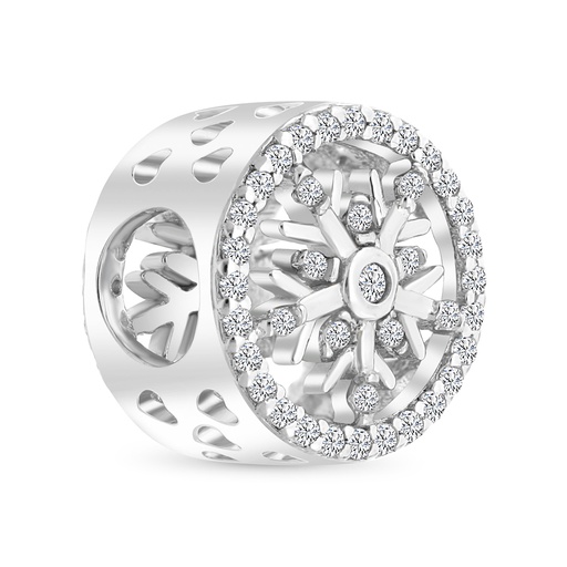 [BCB01WCZ00000A308] Sterling Silver 925 CHARM Rhodium Plated Embedded With White CZ