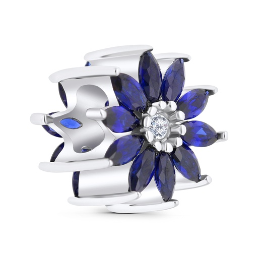 [BCB01SAP00WCZA315] Sterling Silver 925 CHARM Rhodium Plated Embedded With Sapphire Corundum And White CZ