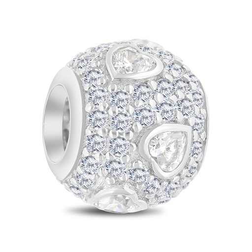 [BCB01WCZ00000A318] Sterling Silver 925 CHARM Rhodium Plated Embedded With White CZ