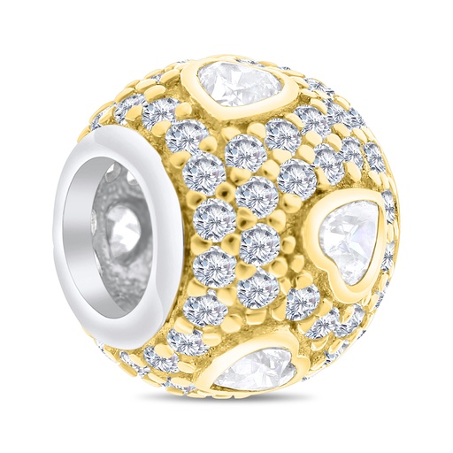 [BCB28WCZ00000A318] Sterling Silver 925 CHARM Rhodium And Gold Plated Embedded With White CZ