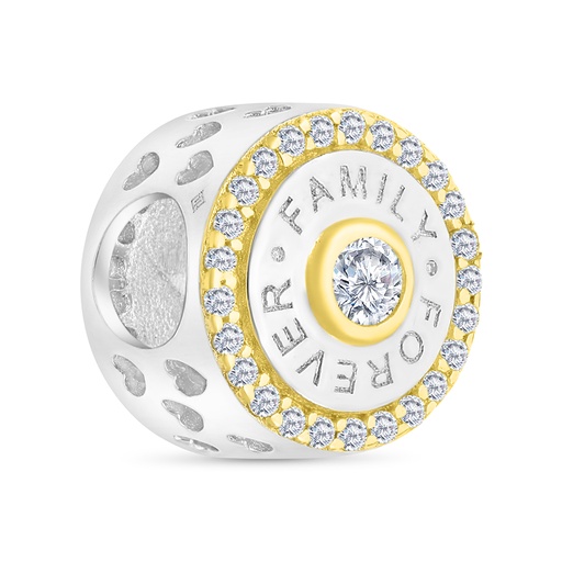 [BCB28WCZ00000A319] Sterling Silver 925 CHARM Rhodium And Gold Plated Embedded With White CZ