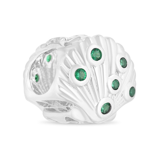 [BCB01EMR00000A322] Sterling Silver 925 CHARM Rhodium Plated Embedded With Emerald