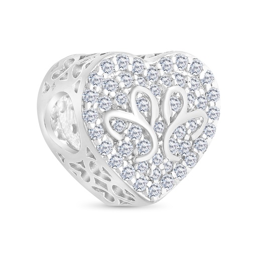 [BCB01WCZ00000A323] Sterling Silver 925 CHARM Rhodium Plated Embedded With White CZ