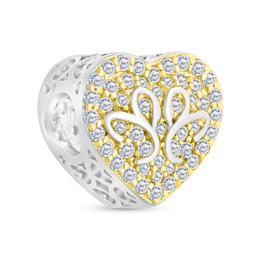 [BCB28WCZ00000A323] Sterling Silver 925 CHARM Rhodium And Gold Plated Embedded With White CZ