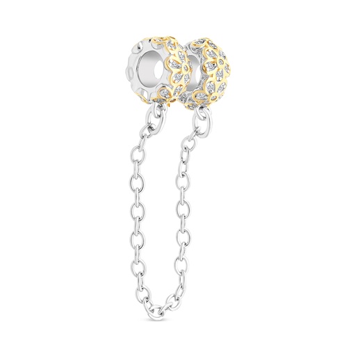 [BCB28WCZ00000A333] Sterling Silver 925 CHARM Rhodium And Gold Plated Embedded With White CZ