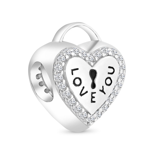 [BCB01WCZ00000A334] Sterling Silver 925 CHARM Rhodium Plated Embedded With White CZ
