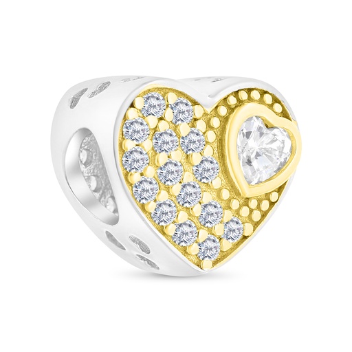 [BCB28WCZ00000A335] Sterling Silver 925 CHARM Rhodium And Gold Plated Embedded With White CZ
