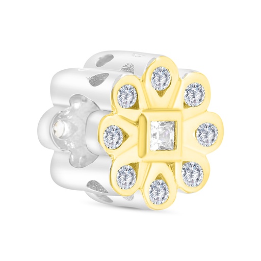 [BCB28WCZ00000A336] Sterling Silver 925 CHARM Rhodium And Gold Plated Embedded With White CZ