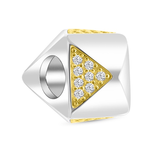 [BCB28WCZ00000A337] Sterling Silver 925 CHARM Rhodium And Gold Plated Embedded With White CZ