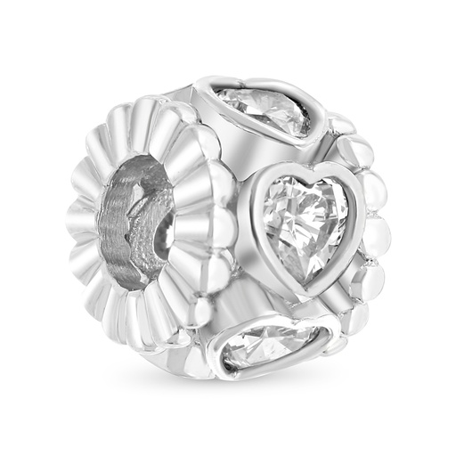[BCB01WCZ00000A338] Sterling Silver 925 CHARM Rhodium Plated Embedded With White CZ
