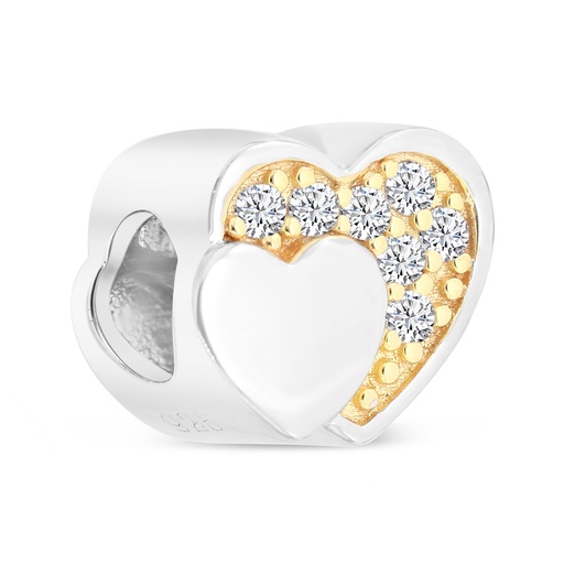 [BCB28WCZ00000A340] Sterling Silver 925 CHARM Rhodium And Gold Plated Embedded With White CZ