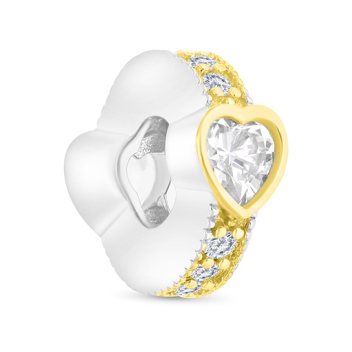 [BCB28WCZ00000A343] Sterling Silver 925 CHARM Rhodium And Gold Plated Embedded With White CZ