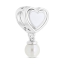 Sterling Silver 925 CHARM  Rhodium Plated Embedded With White Shell Pearl
