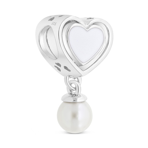 [BCB01PRL00000A346] Sterling Silver 925 CHARM  Rhodium Plated Embedded With White Shell Pearl