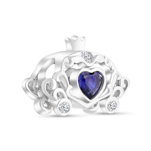 [BCB01SAP00WCZA360] Sterling Silver 925 CHARM Rhodium Plated Embedded With Sapphire Corundum And White CZ