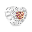 Sterling Silver 925 CHARM Rhodium And Gold Plated Embedded With Ruby Corundum