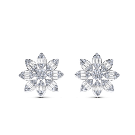 [EAR01WCZ00000B678] Sterling Silver 925 Earring Rhodium Plated Embedded With White CZ
