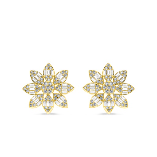 [EAR02WCZ00000B678] Sterling Silver 925 Earring Gold Plated Embedded With White CZ