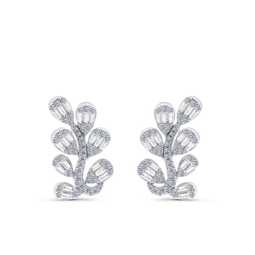 [EAR01WCZ00000B683] Sterling Silver 925 Earring Rhodium Plated Embedded With White CZ