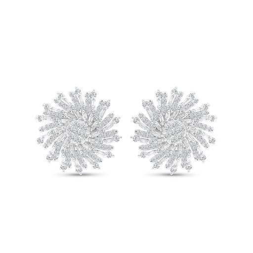 [EAR01WCZ00000B685] Sterling Silver 925 Earring Rhodium Plated Embedded With White CZ
