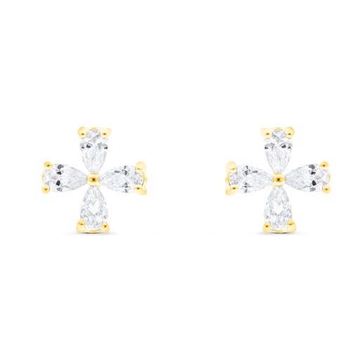 [EAR02WCZ00000B700] Sterling Silver 925 Earring Gold Plated Embedded With White CZ