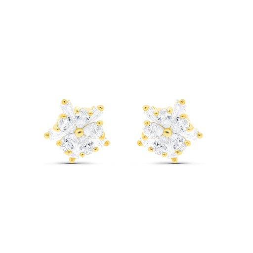 [EAR02WCZ00000B703] Sterling Silver 925 Earring Gold Plated Embedded With White CZ