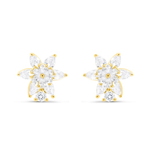 [EAR02WCZ00000B708] Sterling Silver 925 Earring Gold Plated Embedded With White CZ