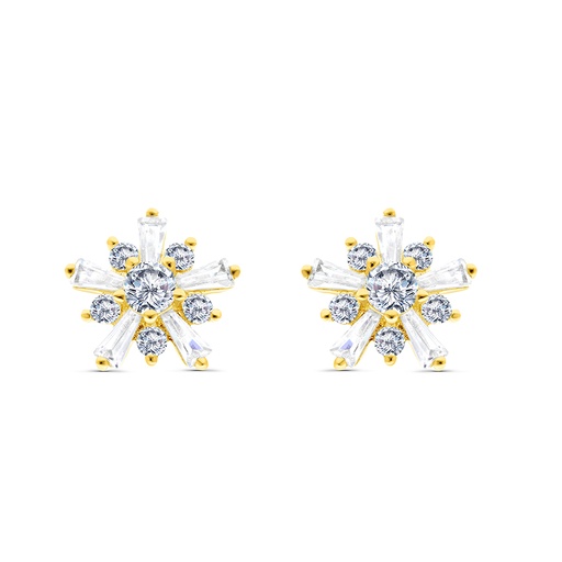 [EAR02WCZ00000B712] Sterling Silver 925 Earring Gold Plated Embedded With White CZ