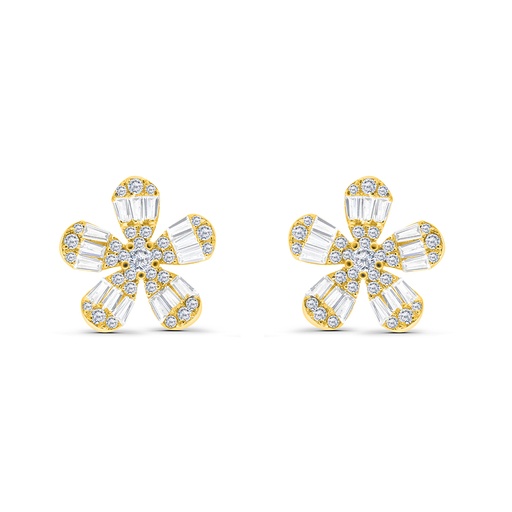 [EAR02WCZ00000B713] Sterling Silver 925 Earring Gold Plated Embedded With White CZ