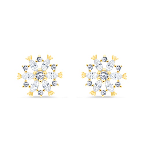 [EAR02WCZ00000B714] Sterling Silver 925 Earring Gold Plated Embedded With White CZ