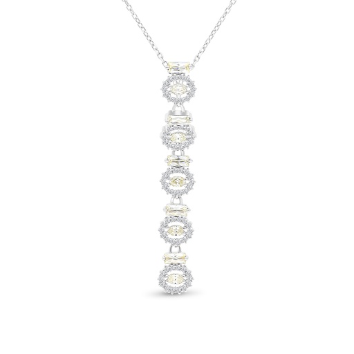[NCL01CIT00WCZA780] Sterling Silver 925 Necklace Rhodium Plated Embedded With Yellow Zircon And White CZ