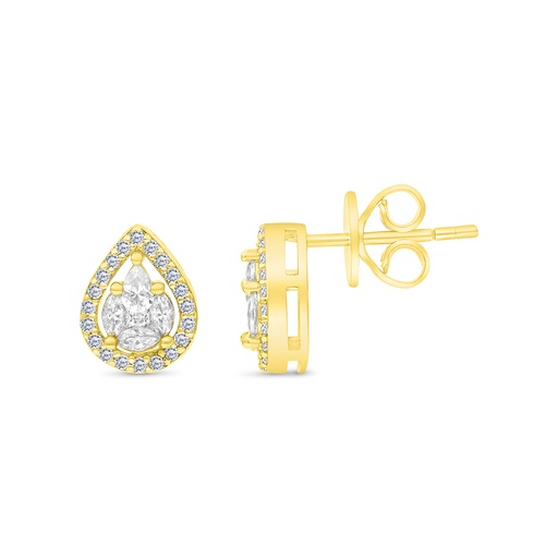 [EAR02WCZ00000B763] Sterling Silver 925 Earring Gold Plated Embedded With White CZ