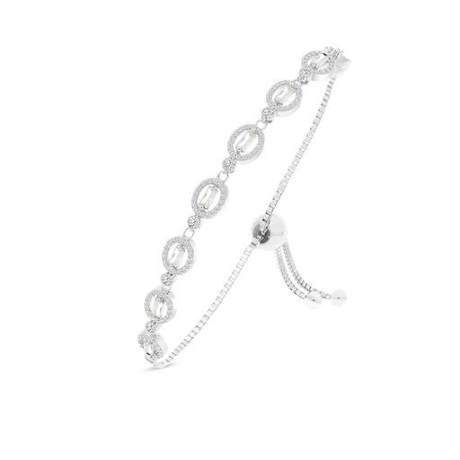 [BRC01CIT00WCZA912] Sterling Silver 925 Bracelet Rhodium Plated Embedded With Yellow Zircon And White CZ