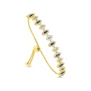 Sterling Silver 925 Bracelet Gold Plated Embedded With Sapphire CorundumAnd White CZ
