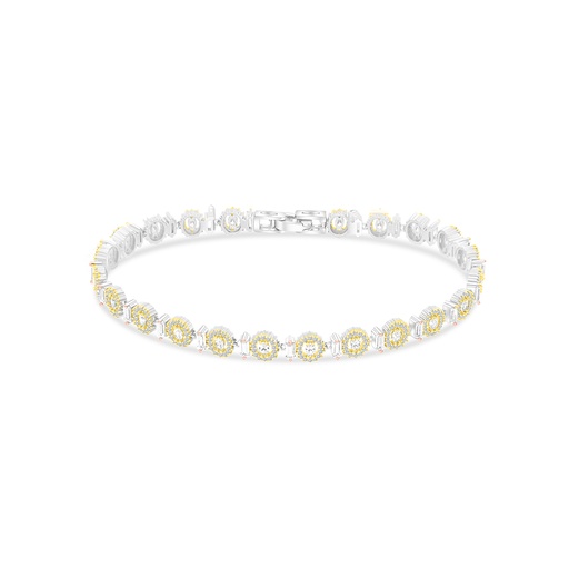 [BRC22WCZ00000A932] Sterling Silver 925 Bracelet Rhodium And Gold And Rose Gold Plated Embedded With White CZ