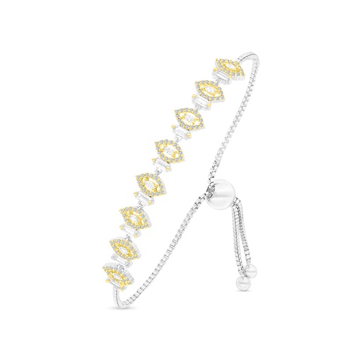 [BRC28WCZ00000A935] Sterling Silver 925 Bracelet Rhodium And Gold Plated Embedded With White CZ