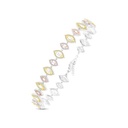 Sterling Silver 925 Bracelet Rhodium And Gold And Rose Gold Plated Embedded With White CZ