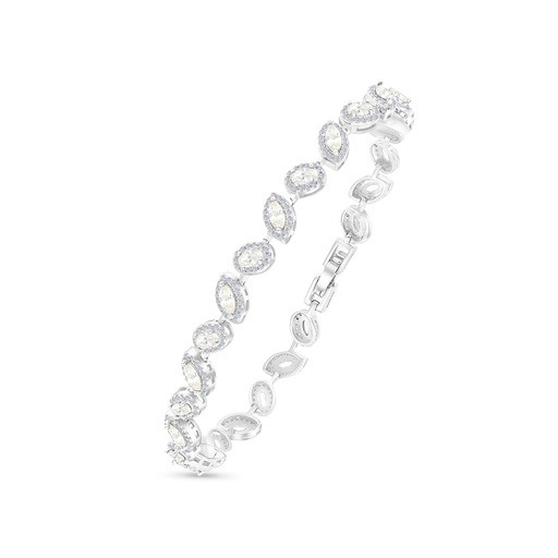 [BRC01CIT00WCZA953] Sterling Silver 925 Bracelet Rhodium Plated Embedded With Yellow Zircon And White CZ
