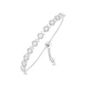 Sterling Silver 925 Bracelet Rhodium Plated Embedded With White CZ