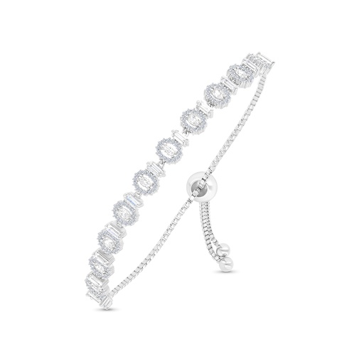 [BRC01WCZ00000A986] Sterling Silver 925 Bracelet Rhodium Plated Embedded With White CZ