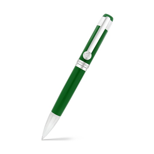 [PEN09GRN00000A014] Fayendra Pen Rhodium Plated  And green lacquer