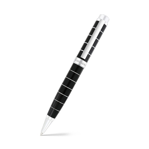 [PEN09BLK11000A016] Fayendra Pen Rhodium Plated  And black lacquer