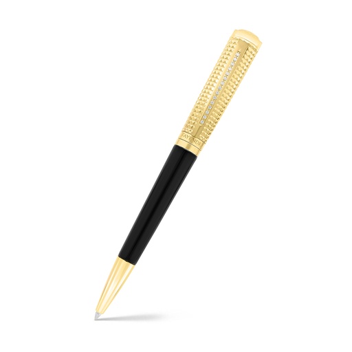 [PEN09BLK02WCZA026] قلم فايندرا الفاخر مطلي ذهبي مرصع فص ابيض black lacquer