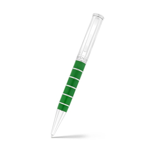 [PEN09GRN01000A008] Fayendra Pen Rhodium Plated green lacquer
