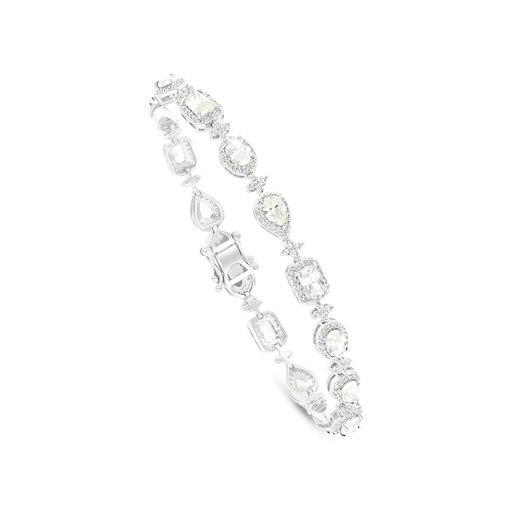 [BRC01CIT00WCZA906] Sterling Silver 925 Bracelet Rhodium Plated Embedded With Yellow Zircon And White CZ