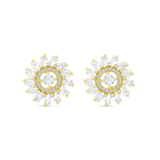 [EAR02WCZ00000B720] Sterling Silver 925 Earring Gold Plated Embedded With White CZ