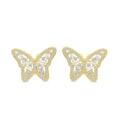 [EAR02WCZ00000B722] Sterling Silver 925 Earring Gold Plated Embedded With White CZ