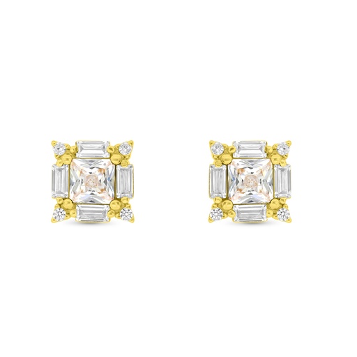 [EAR02WCZ00000B727] Sterling Silver 925 Earring Gold Plated Embedded With White CZ